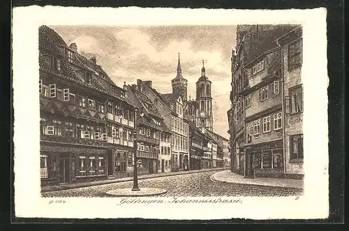 Künstler-AK Göttingen, Ansicht der Johannisstrasse