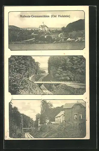 AK Malente-Gremsmühlen /Holstein, Ansichten vom Ort und Bahngleisen