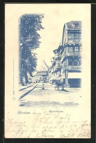 AK Goslar, Marktplatz mit Pelzwarengeschäft