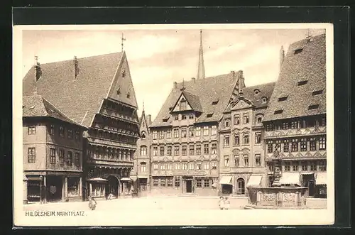 AK Hildesheim, Marktplatz mit Brunnen