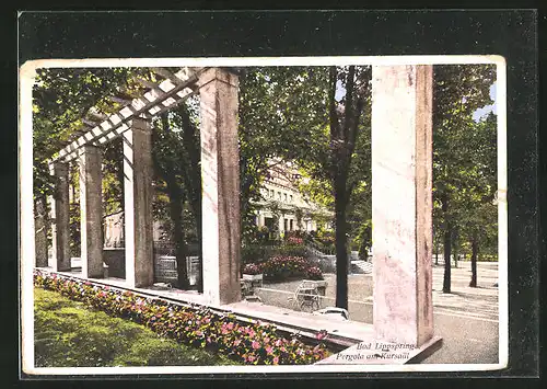 AK Bad Lippspringe, Pergola am Kursaal mit Blumenrabatten