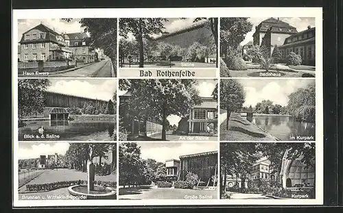 AK Bad Rothenfelde, Saline, Haus Ewers, Badehaus, Wittekind-Sprudel, Kurpark etc