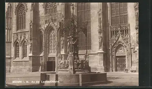 AK Münster i. W., Brunnen an der Lambertikirche