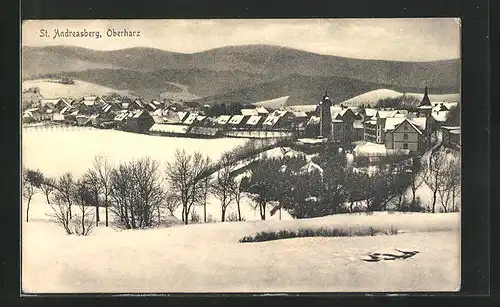 AK St. Andreasberg /Harz, Ortsansicht im Schnee