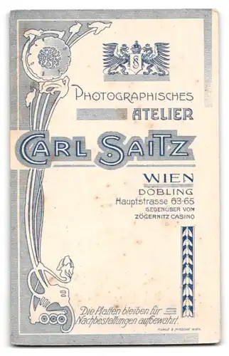 Fotografie C. Saitz, Döbling, Hauptstrasse 63-65, Portrait Dame in einem hellen Kleid