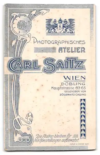 Fotografie C. Saitz, Döbling, Hauptstrasse 63-65, Portrait Frau in langem Kleid mit Schirm