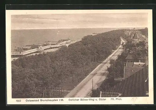 AK Brunshaupten i / M., Östlicher Bülow-Weg und Bäder