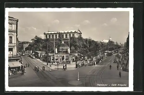 AK Hannover, Georgstrasse mit Theater und Café Kröpcke