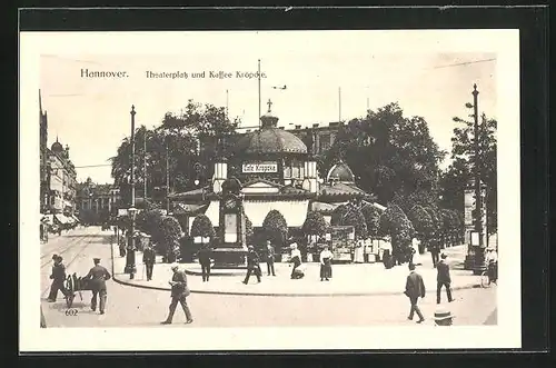 AK Hannover, Theaterplatz mit Kaffee Kröpcke