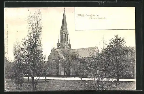 AK Wilhelmshaven, Grünanlage vor der Elisabethkirche