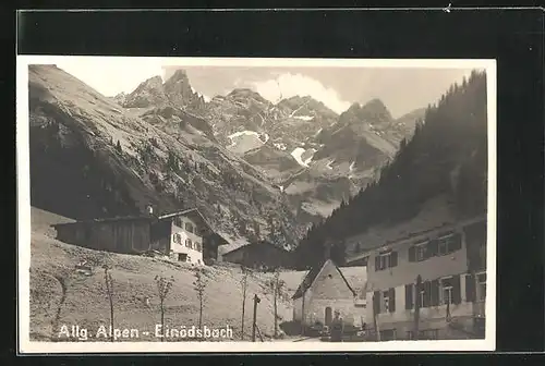 AK Einödsbach, Ortspartie mit Allgäuer Alpen