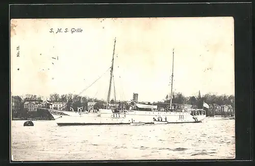 AK Kriegsschiff S. M. S. Grille vor Anker