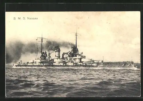 AK Kriegsschiff S.M.S. Nassau auf ruhiger See