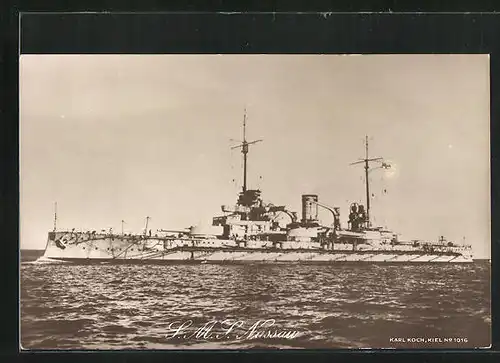 AK Kriegsschiff S.M.S. Nassau vor Anker liegend