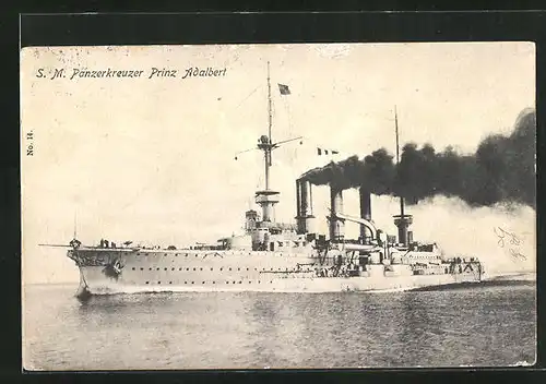 AK Panzerkreuzer S.M. Prinz Adalbert in voller Fahrt