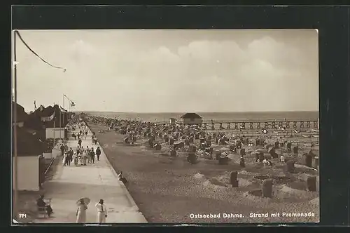 AK Dahme /Ostsee, Strand mit Promenade