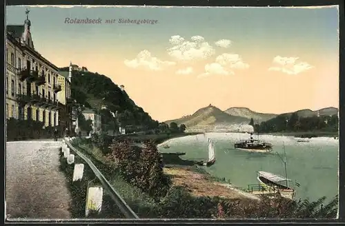 AK Rolandseck, Totalansicht mit Siebengebirge