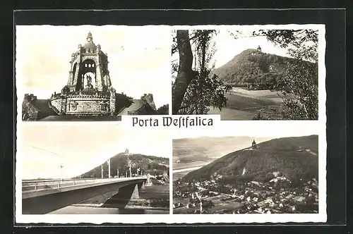 AK Porta Westfalica, Ansichten vom Denkmal nah und fern