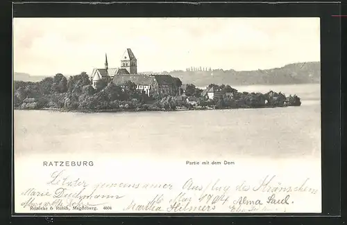 AK Ratzeburg, Partie mit Dom vom See aus