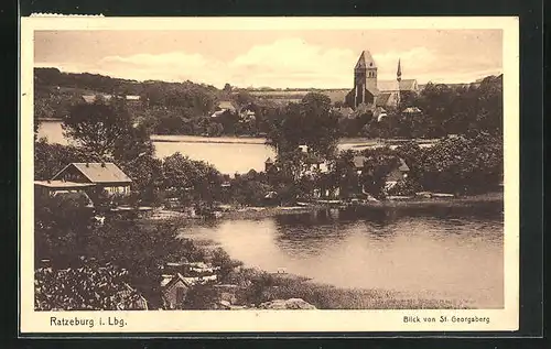 AK Ratzeburg i. Lbg, Blick vom St. Georgsberg aus auf die Kirche