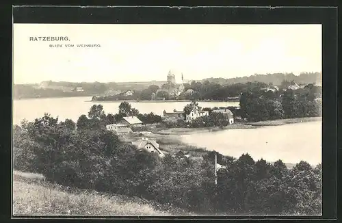 AK Ratzeburg, Blick vom Weinberg auf Ort und Kirche