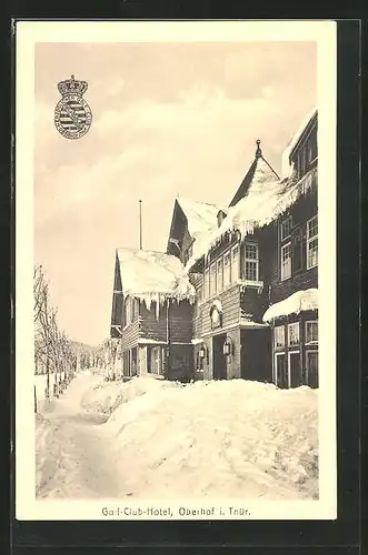 AK Oberhof i. Thür., Gold-Club-Hotel im Schnee