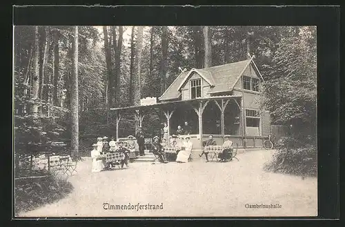 AK Timmendorferstrand, Gasthaus Gambrinushalle, Gäste im Garten