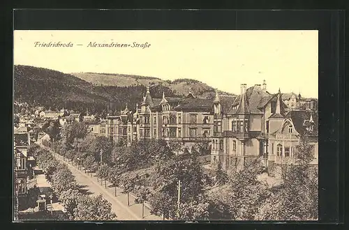 AK Friedrichroda, Alexandrinen-Strasse mit Villen