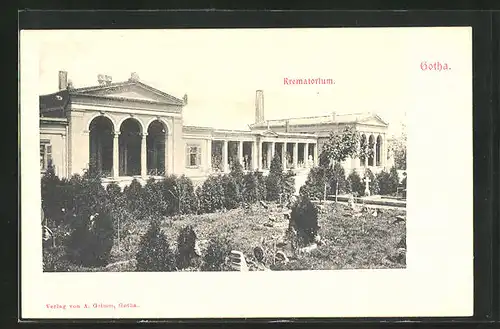 AK Gotha, Krematorium mit Gartenanlage