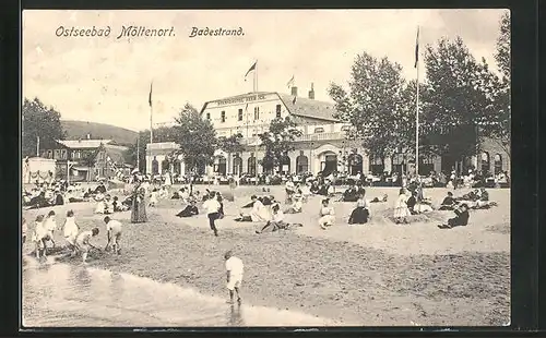 AK Möltenort / Ostsee, Badestrand am Hotel Seeblick