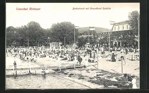 AK Möltenort / Ostsee, Hotel Seeblick und Badestrand