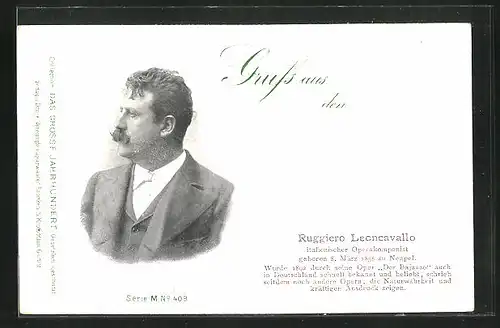 AK Portrait des Komponisten Ruggiero Leoncavallo