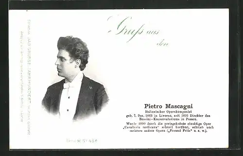 AK Portrait des Musikers Pietro Mascagni