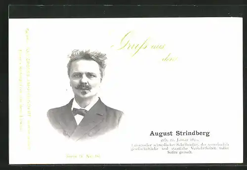 AK Portrait des Schriftstellers August Strindberg