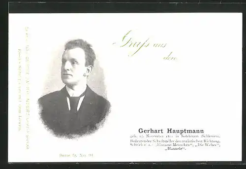 AK Portrait des Schriftstellers Gerhart Hauptmann