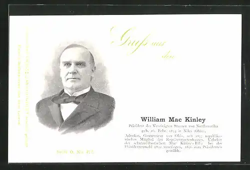 AK Portrait William Mac Kinley, Präsident der USA