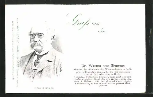 AK Portrait des Gelehrten Dr. Werner von Siemens