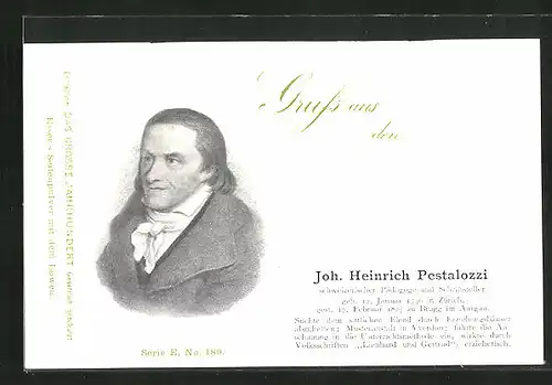 AK Portrait des Gelehrten Joh. Heinrich Pestalozzi