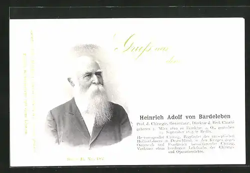 AK Portrait des Professors der Chirugie Heinrich Adolf von Bardeleben