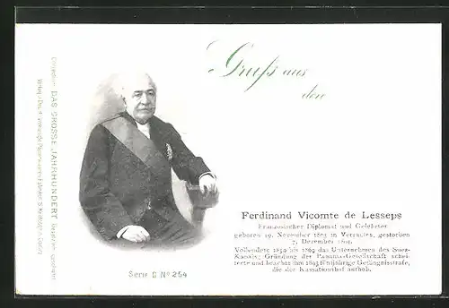 AK Portrait des Gelehrten Ferdinand Vicomte de Lesseps