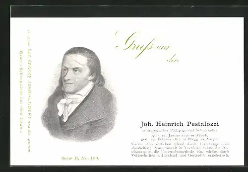 AK Portrait des schwedischen Schriftstellers Joh. Heinrich Pestalozzi