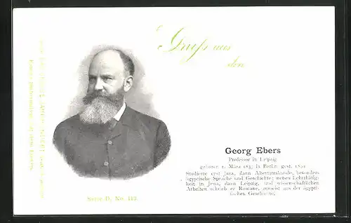 AK Portrait des Gelehrten Georg Ebers