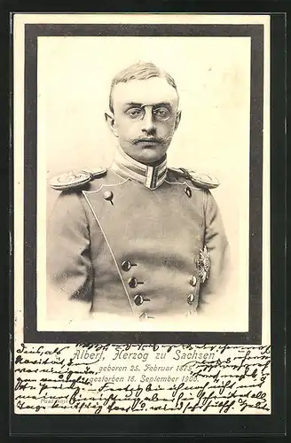 AK Herzog Albert von Sachsen in Uniform