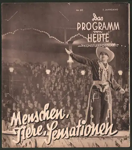 Filmprogramm Programm von Heute Nr. 1372, Menschen, Tiere, Sensationen, H. Piel, E. Wendt, Regie: Harry Piel