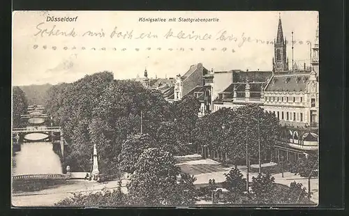 AK Düsseldorf, Königsallee mit Stadtgraben