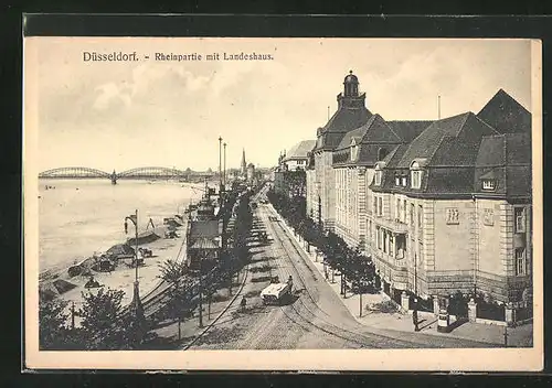 AK Düsseldorf, Landeshaus und Rheinpromenade