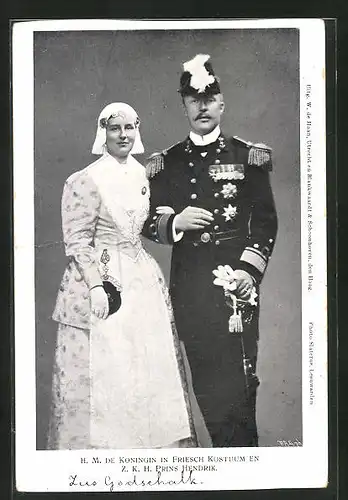 AK Königin Wilhelmina von den Niederlanden und Prinz Hendrik in Paradeuniform