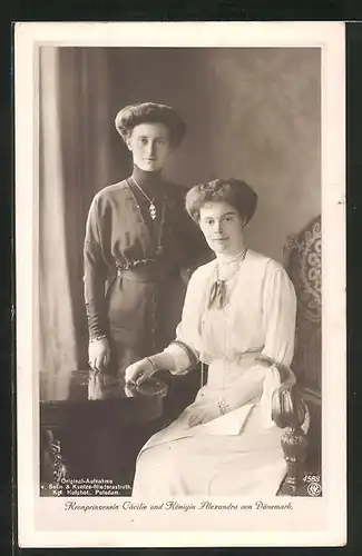 AK Königin Alexandra & Kronprinzessin Cäcilie von Dänemark