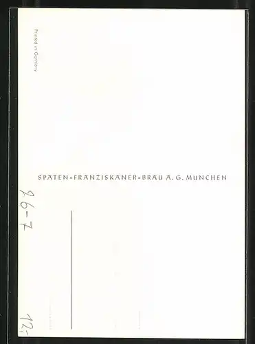 Künstler-AK Ludwig Hohlwein: Spaten-Bräu München, seit 1397, Brauerei-Reklame, Hübsche junge Wirtin