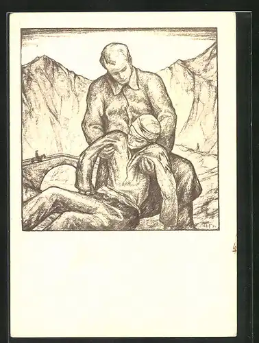 Künstler-AK Der barmherzige Samaritan von Hans Franke